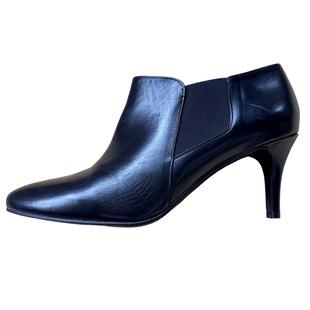 Marian Spain Black Leather Elastic Side Stiletto Heel Ankle Boot Women Sz 38/7.5